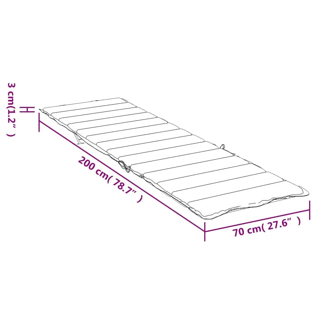 Sun Lounger Cushion Outdoor Garden Patio Chair Pad 200x70x3cm Cream