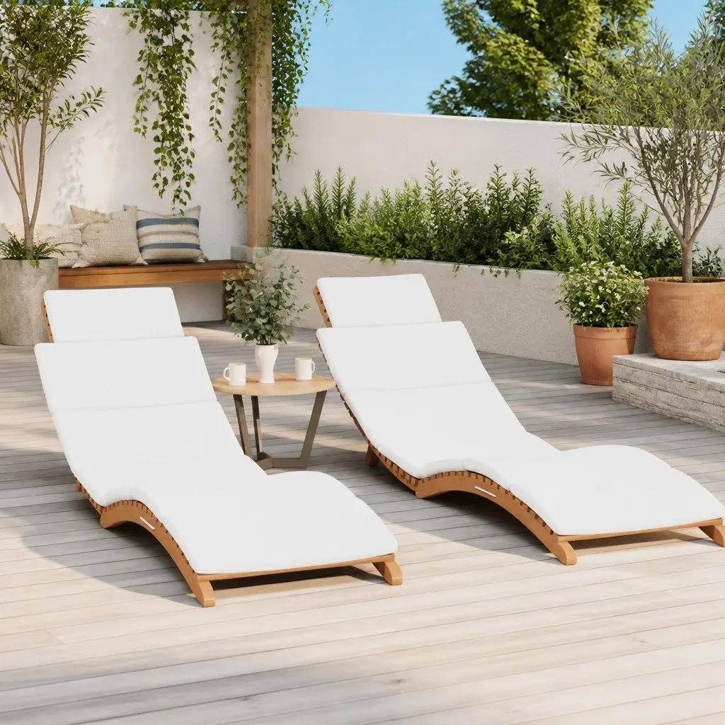 Teak Sun Loungers with Cushions