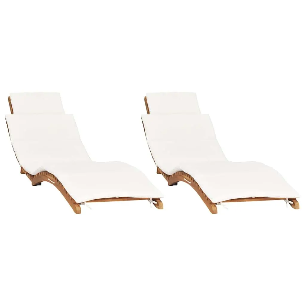 Teak Sun Loungers with Cushions