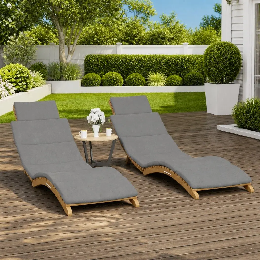 Sun Loungers Ergonomic Adjustable Backrest 2 pcs Grey Folding Garden