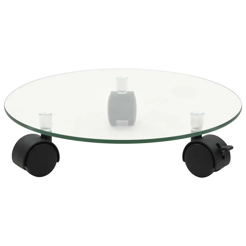 Plant Rollers 4 Pieces 28 cm Round Tempered Glass Rolling Bases Castor Wheels
