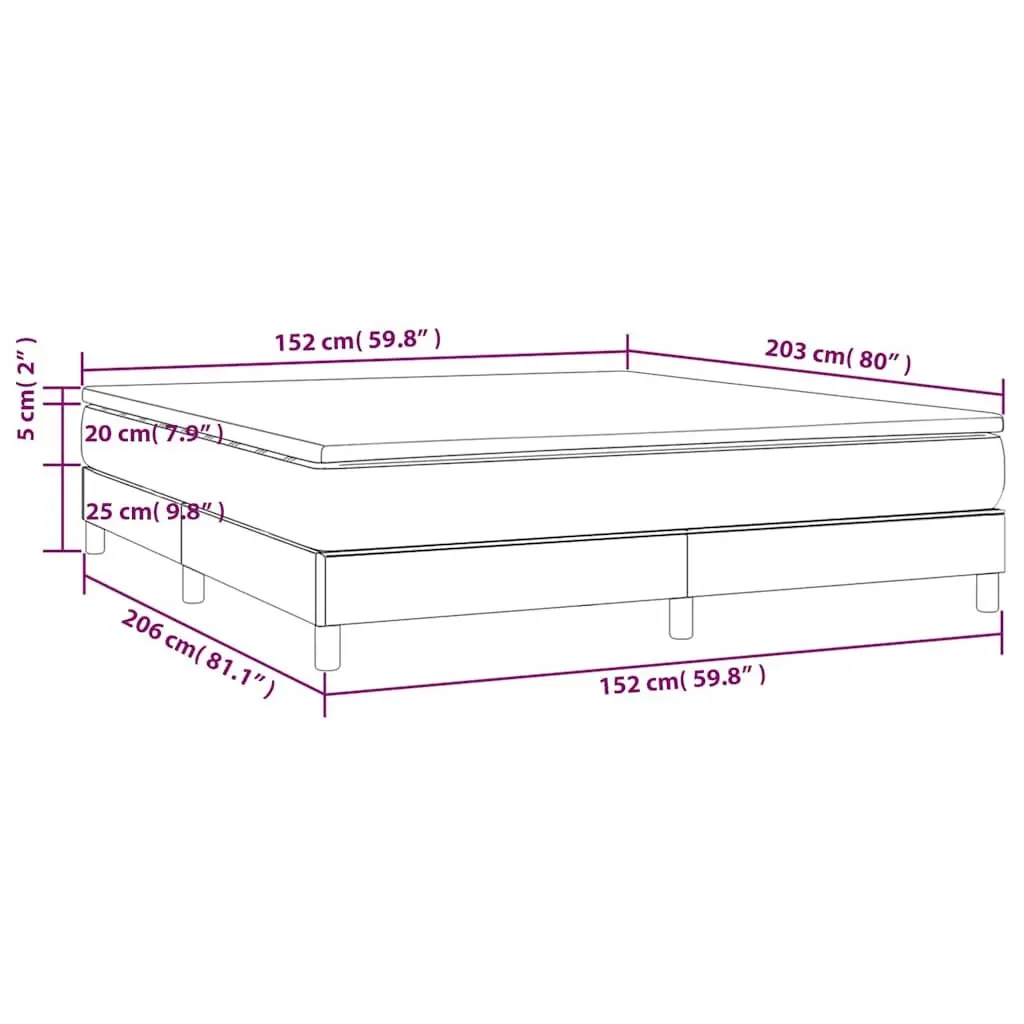Box Spring Bed Mattress Queen Size 152x203 cm Grey Fabric