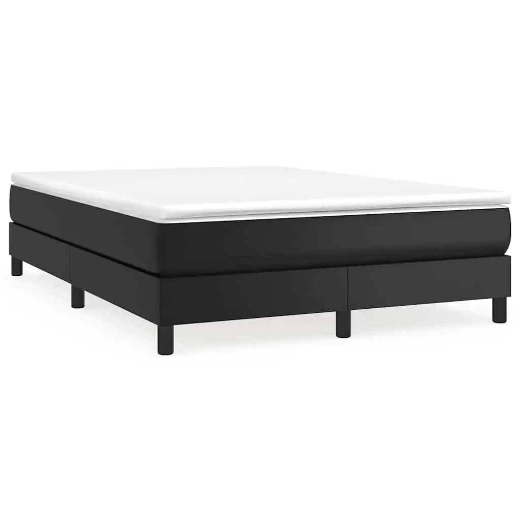 Box Spring Bed Pocket Spring Mattress Queen Size Black Faux Leather
