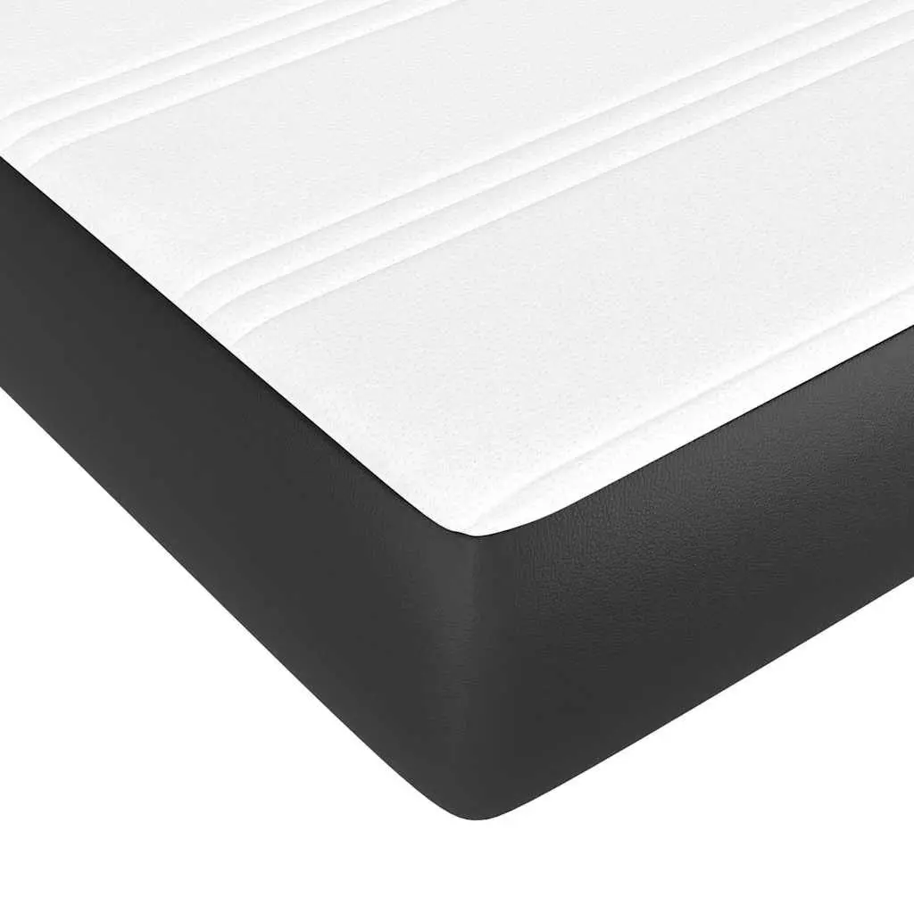 Box Spring Bed Pocket Spring Mattress Queen Size Black Faux Leather