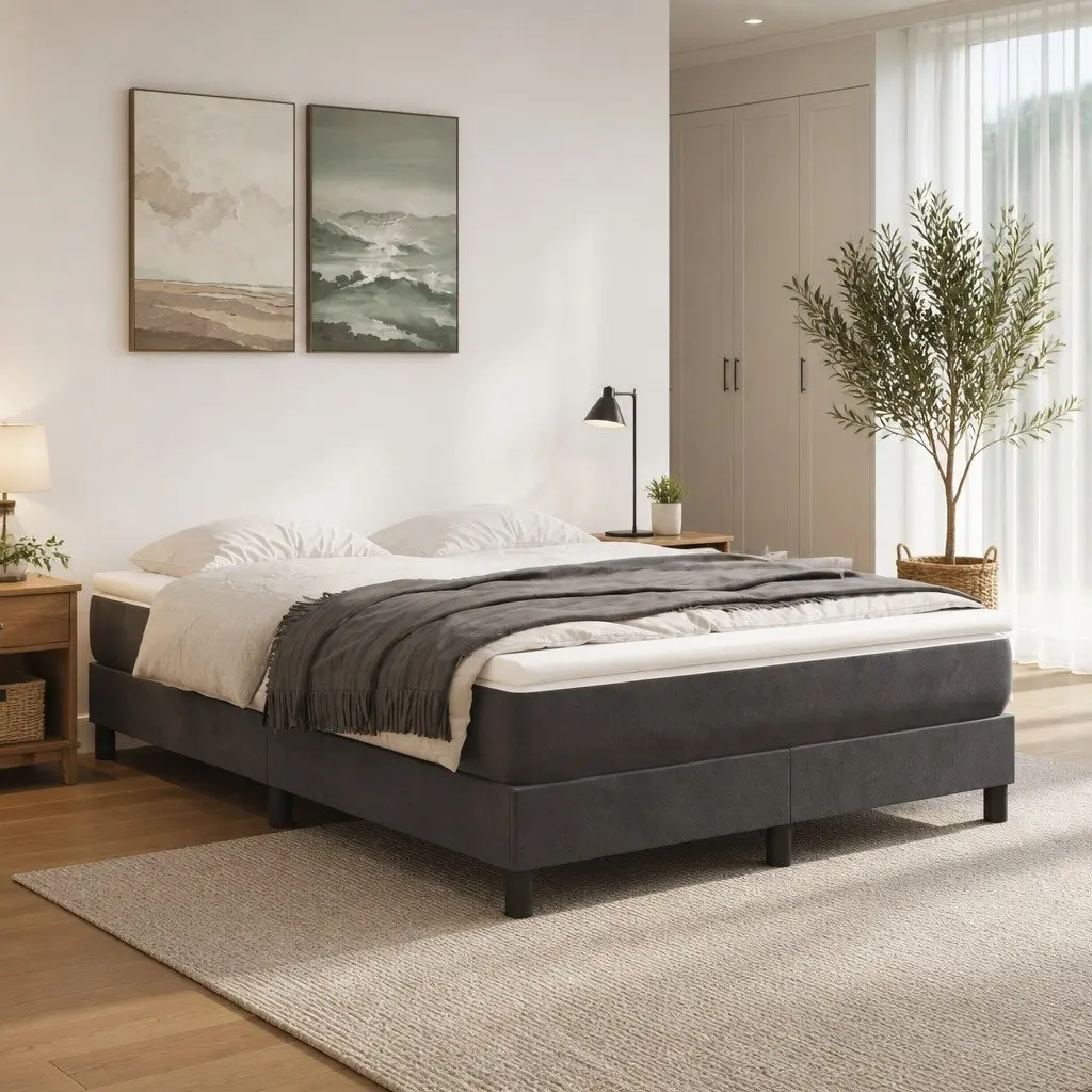 Box Spring Bed with Pocket Spring Mattress Queen Size 153x203 cm Grey Velvet