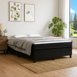 Box Spring Bed with Pocket Spring Mattress Black 137x187 cm Double Faux Leather