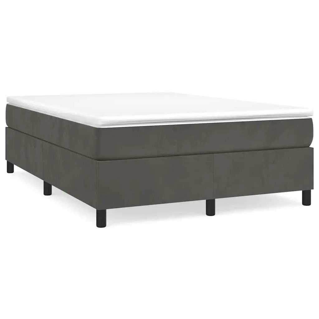 Queen Size Box Spring Bed with Pocket Spring Mattress Grey Velvet 153x203cm