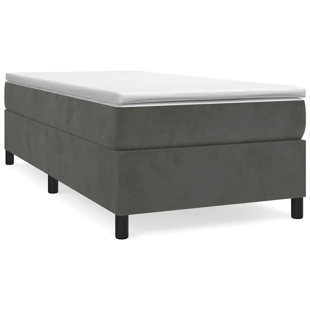 Box Spring Bed King Single Velvet Upholstered Pocket Mattress Grey