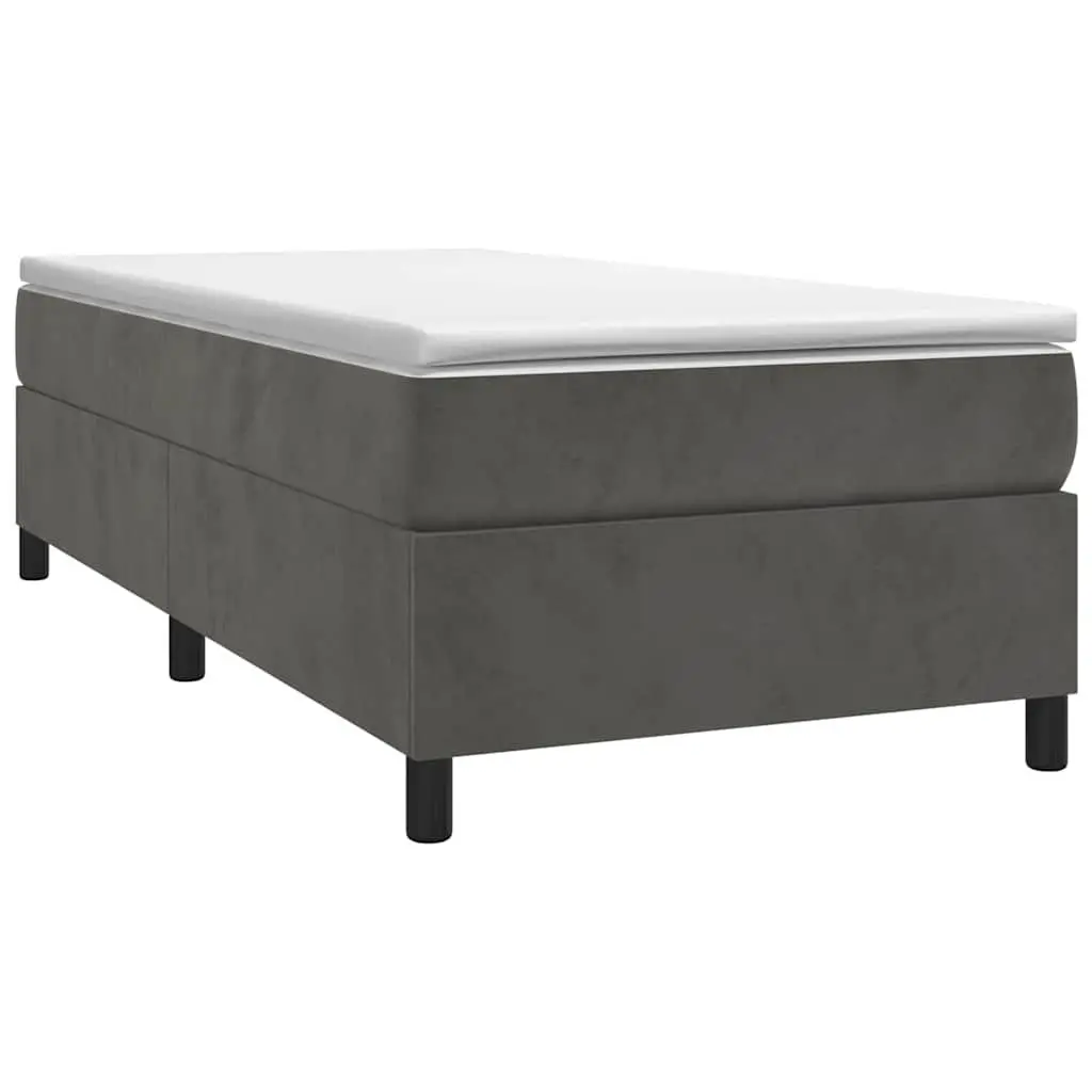 Box Spring Bed King Single Velvet Upholstered Pocket Mattress Grey
