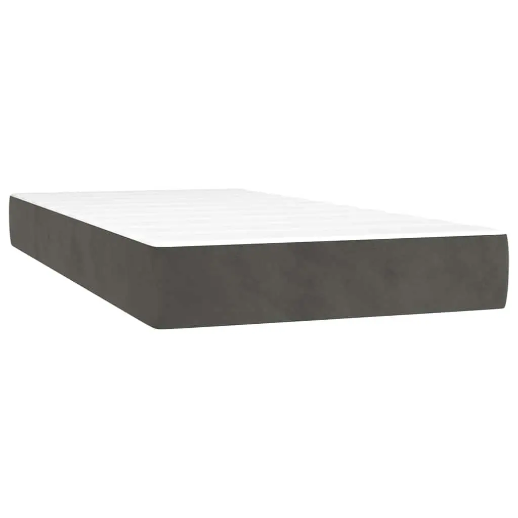 Box Spring Bed King Single Velvet Upholstered Pocket Mattress Grey