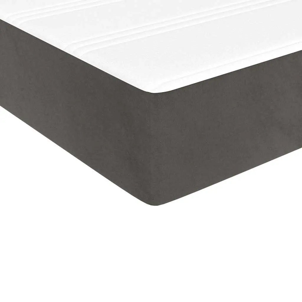 Box Spring Bed King Single Velvet Upholstered Pocket Mattress Grey