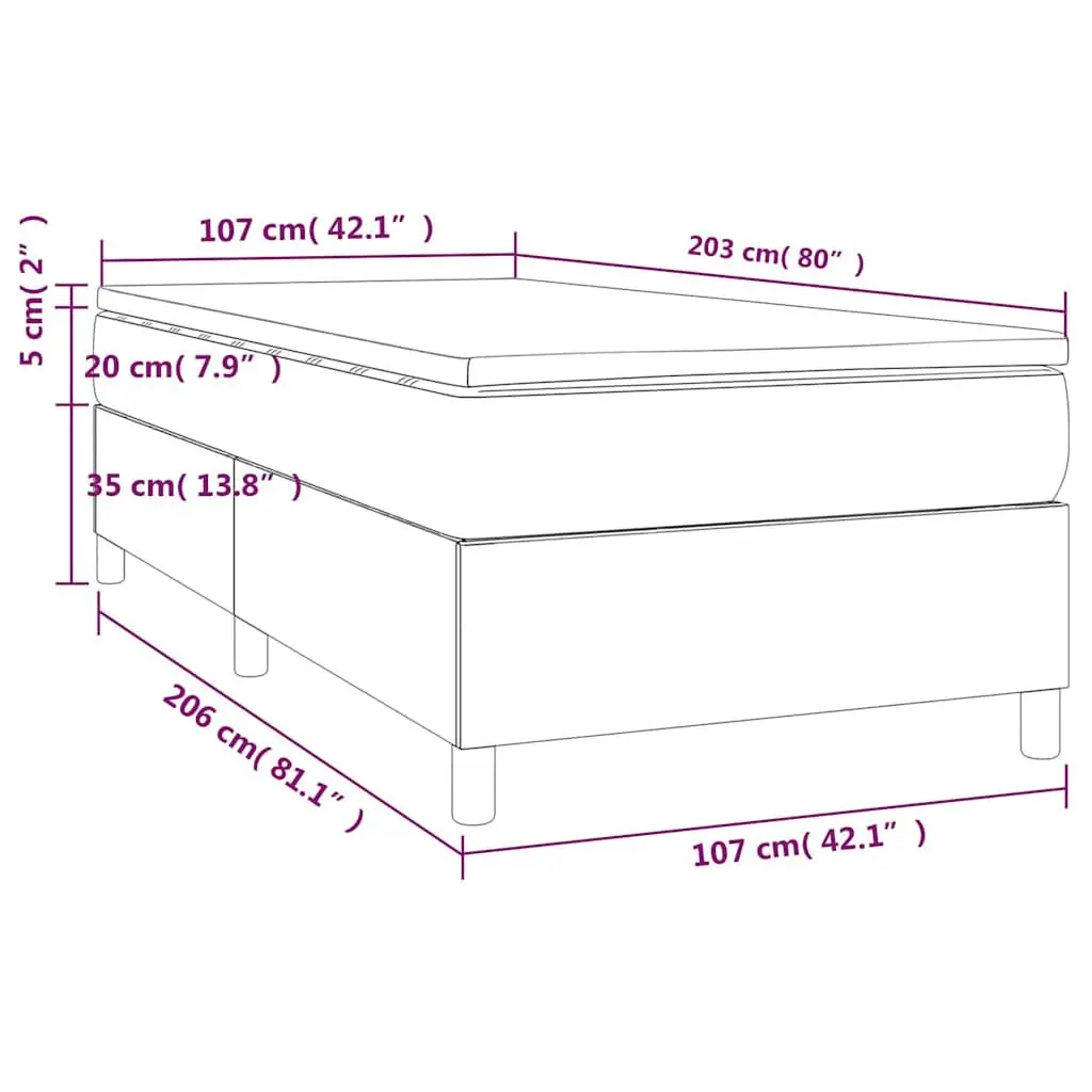Box Spring Bed King Single Velvet Upholstered Pocket Mattress Grey