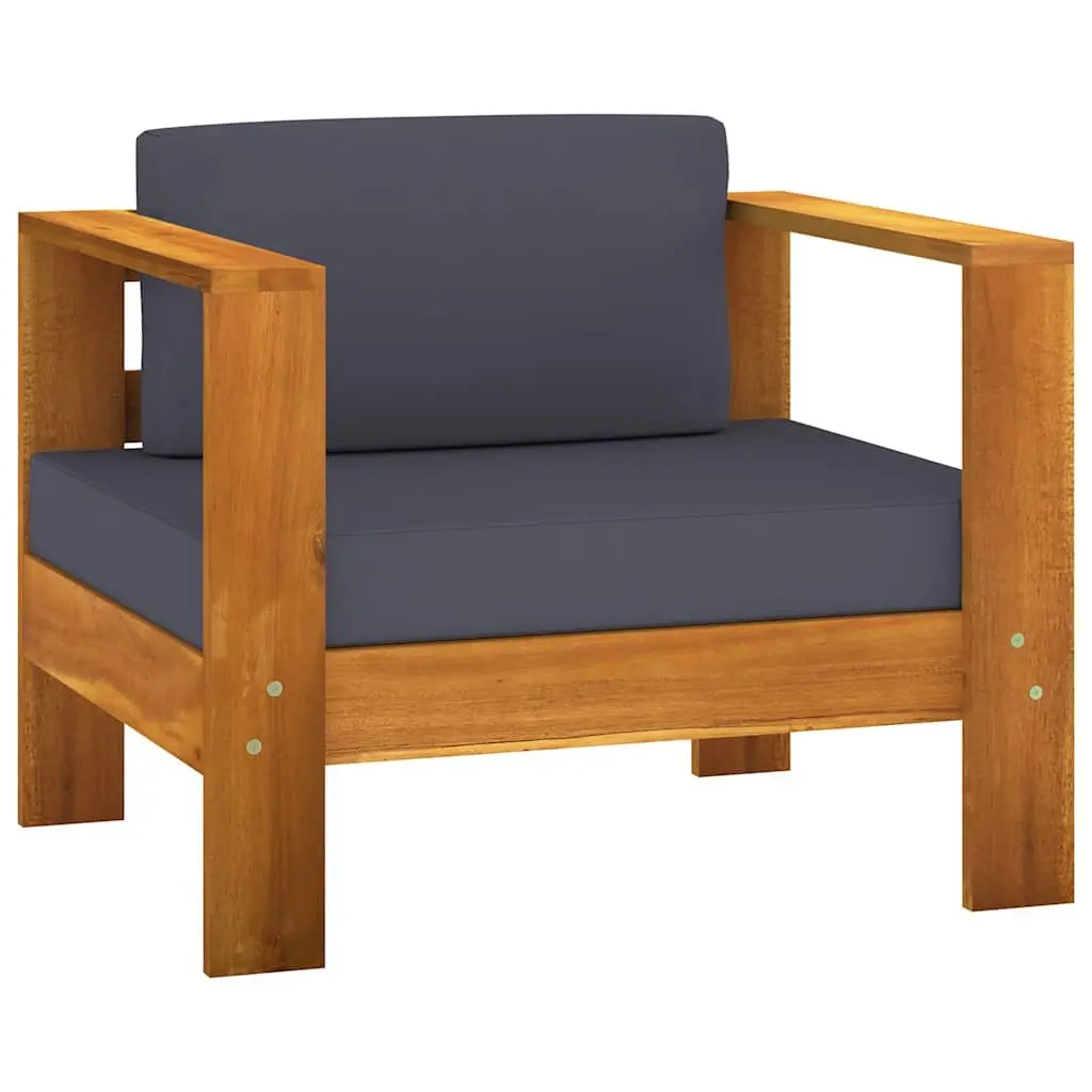 5 Piece Garden Lounge Set Solid Acacia Wood Grey Cushions Outdoor Furniture