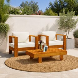 Comfortable 3 Piece Garden Lounge Set in Solid Acacia Wood