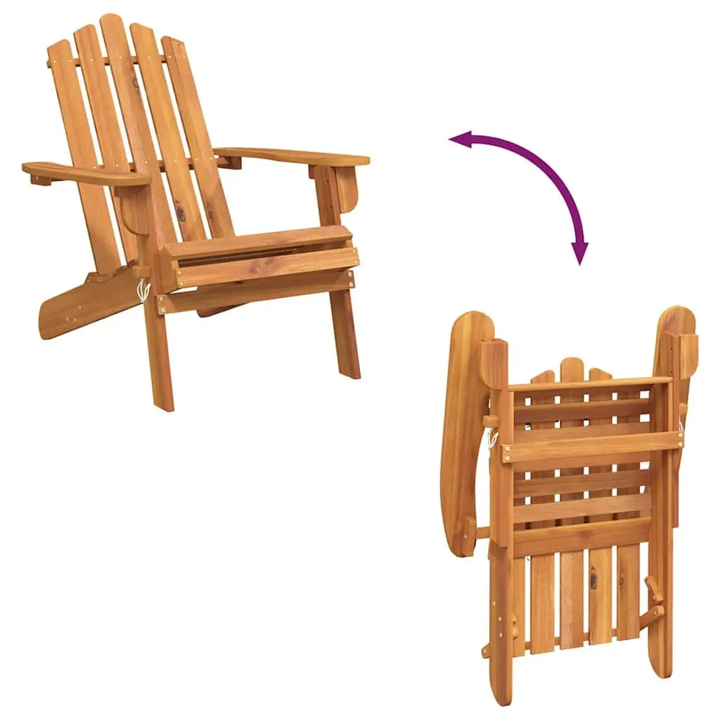 Outdoor Adirondack Chairs 2 pcs Solid Wood Garden Patio Seating Foldable Brown