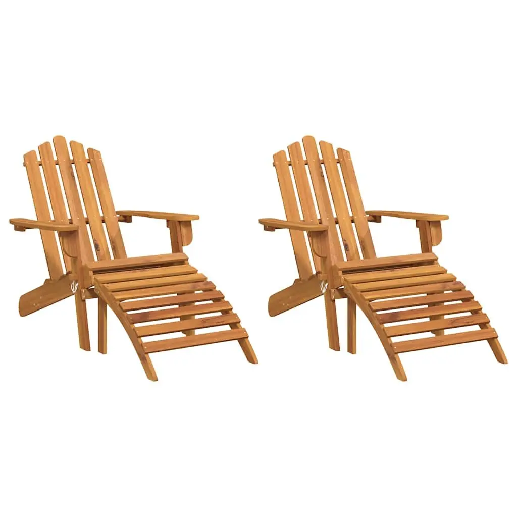 Outdoor Adirondack Chairs with Footrests 2 Pieces Solid Wood Garden Patio