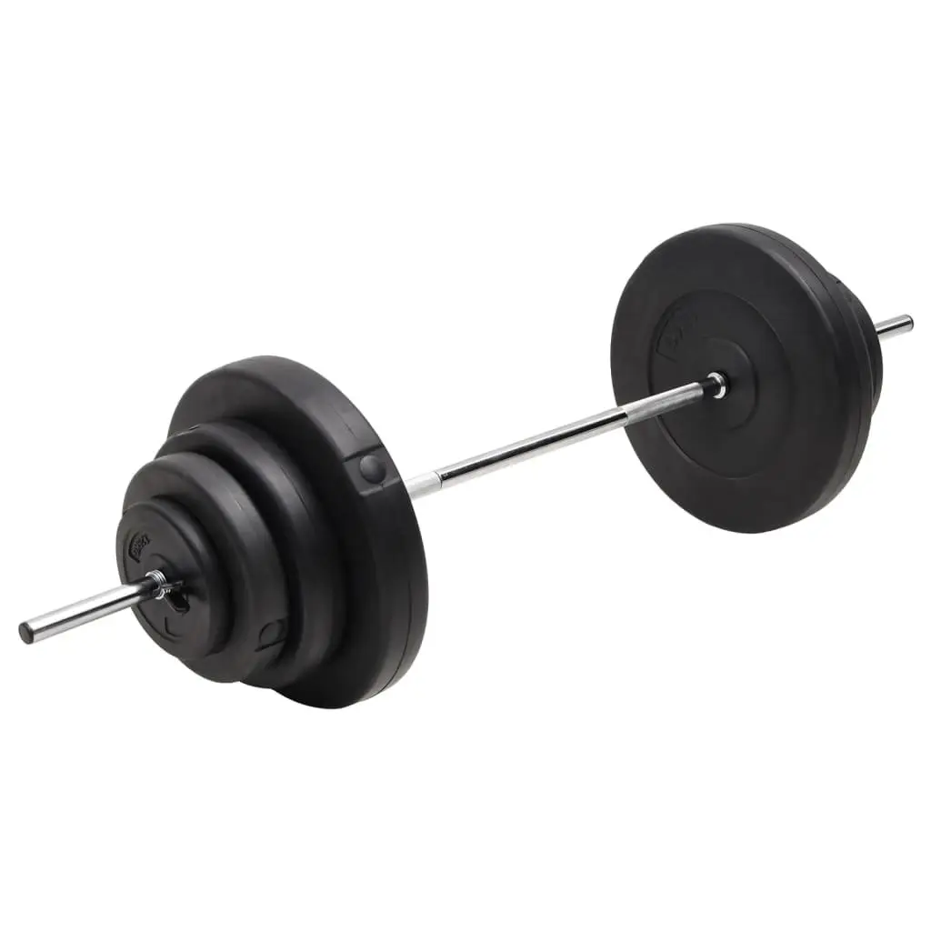 Barbell Set Weight Training 60kg Black Chrome Steel