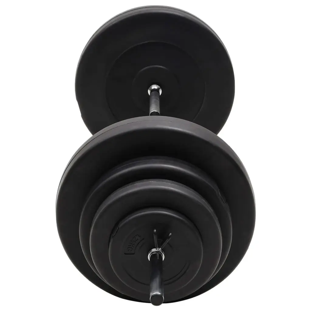 Barbell Set Weight Training 60kg Black Chrome Steel