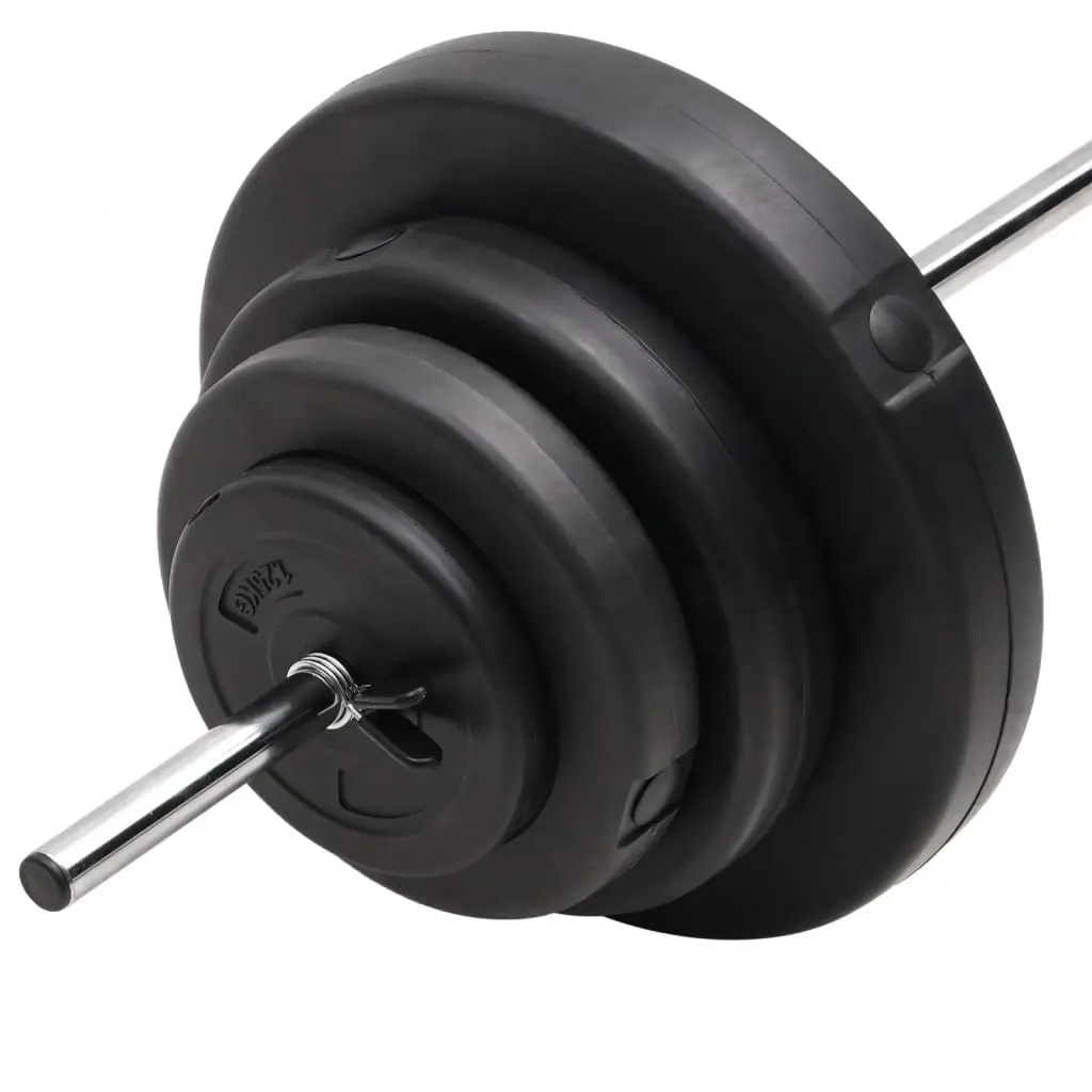 Barbell Set Weight Training 60kg Black Chrome Steel