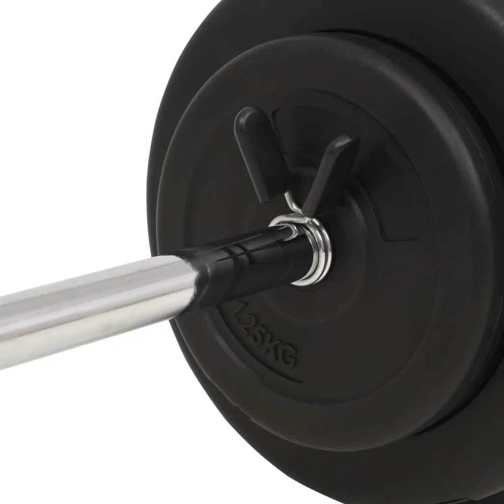 Barbell Set Weight Training 60kg Black Chrome Steel