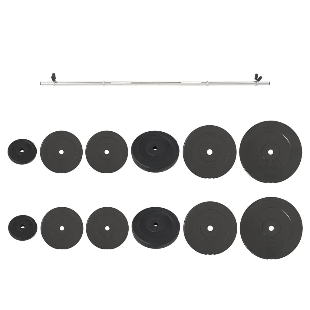 Barbell with Plates Strength Training Set 90 kg Black Home Gym Weightlifting