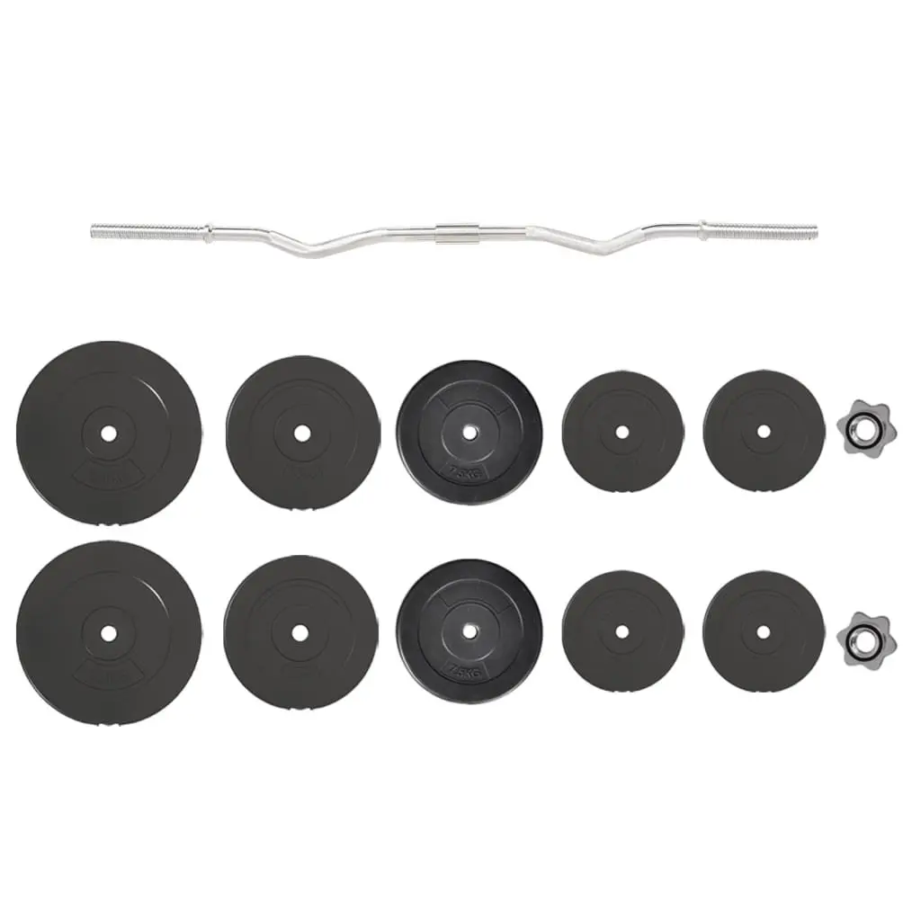 Curl Barbell Weightlifting Set 90 kg Black Strength Training