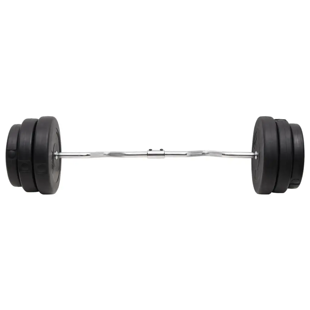 Curl Barbell Weightlifting Set 90kg Black Strength Training Home Gym