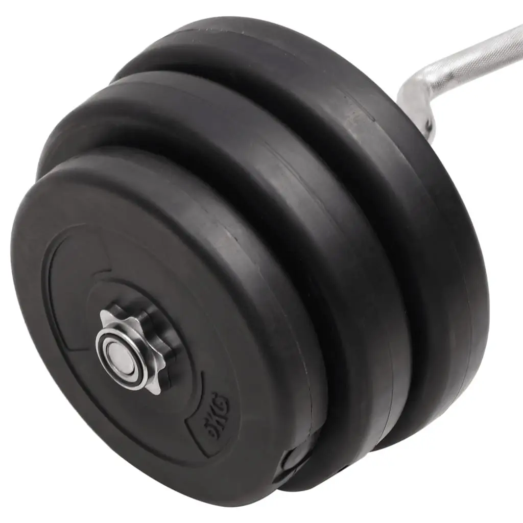 Curl Barbell Weightlifting Set 90kg Black Strength Training Home Gym