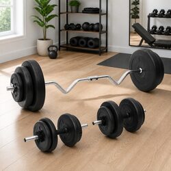 Barbell and Dumbbell Weight Set 60kg Home Gym Training Free Weights Plates