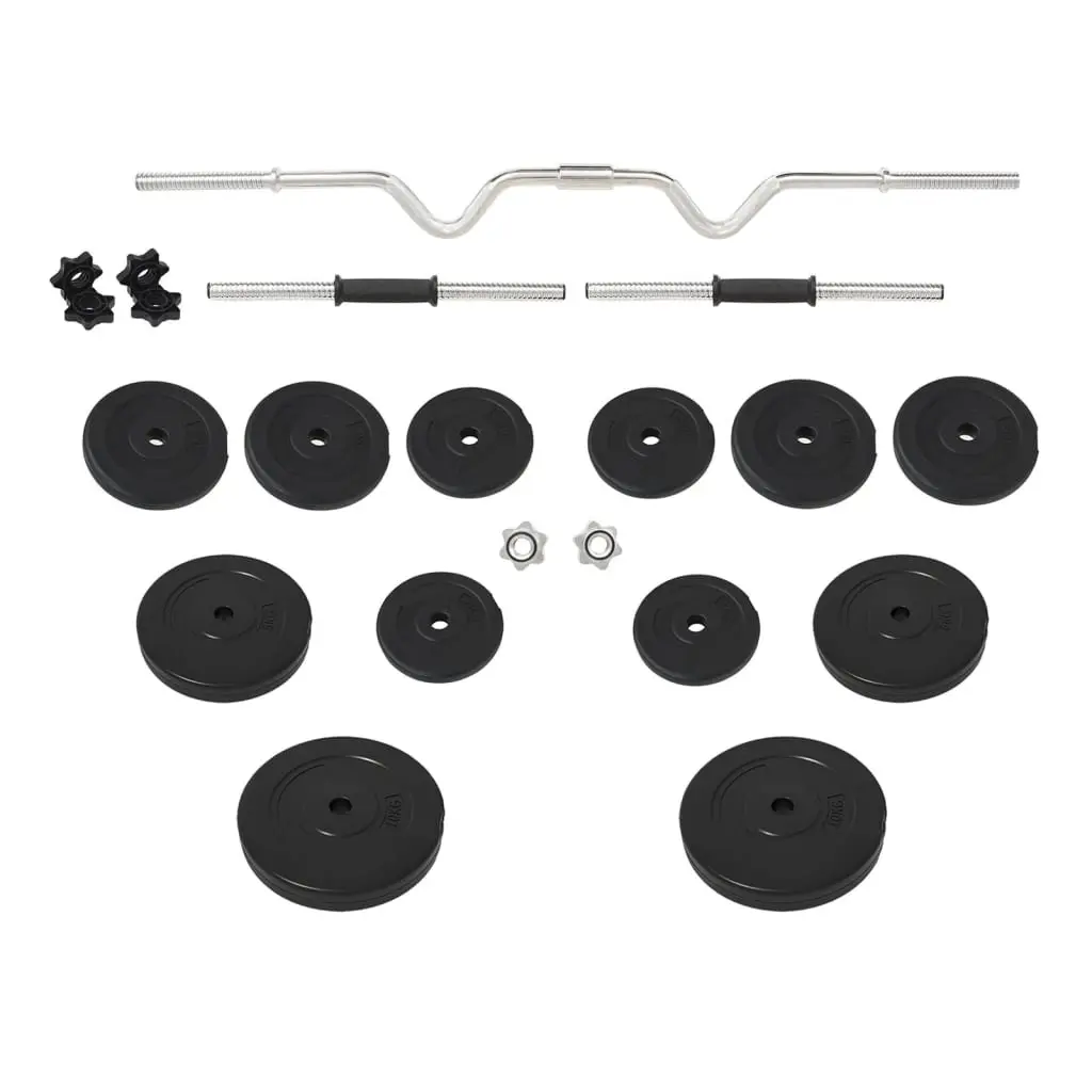 Barbell and Dumbbell Weight Set 60kg Strength Training Home Gym Black
