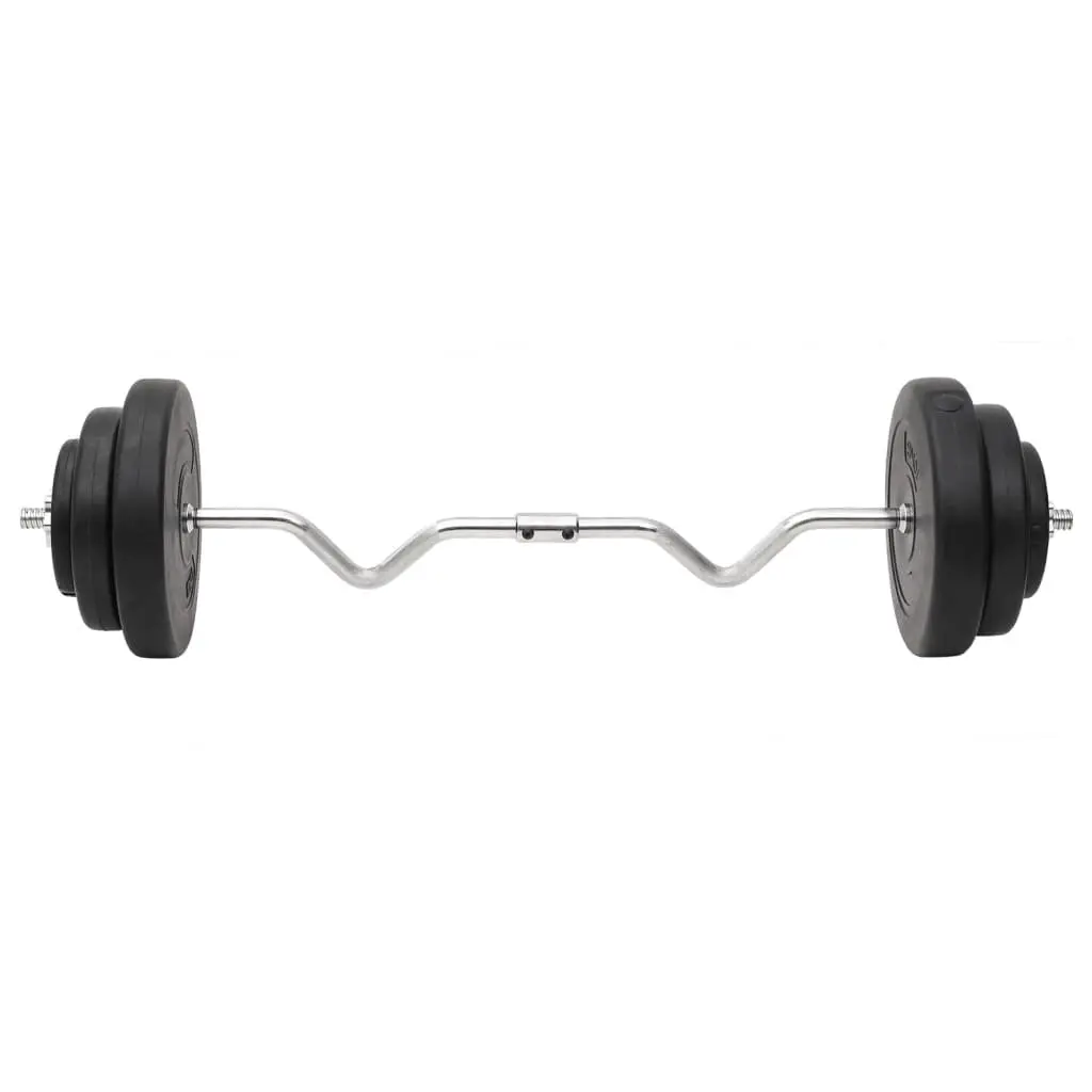 Barbell and Dumbbell Weight Set 60kg Strength Training Home Gym Black
