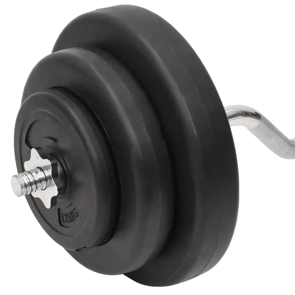 Barbell and Dumbbell Weight Set 60kg Strength Training Home Gym Black