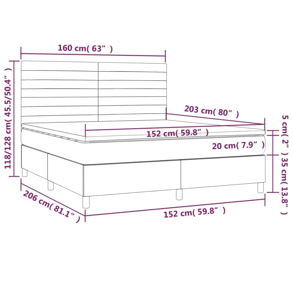 Queen Size Box Spring Bed with Pocket Spring Mattress Dark Grey Fabric Bedroom