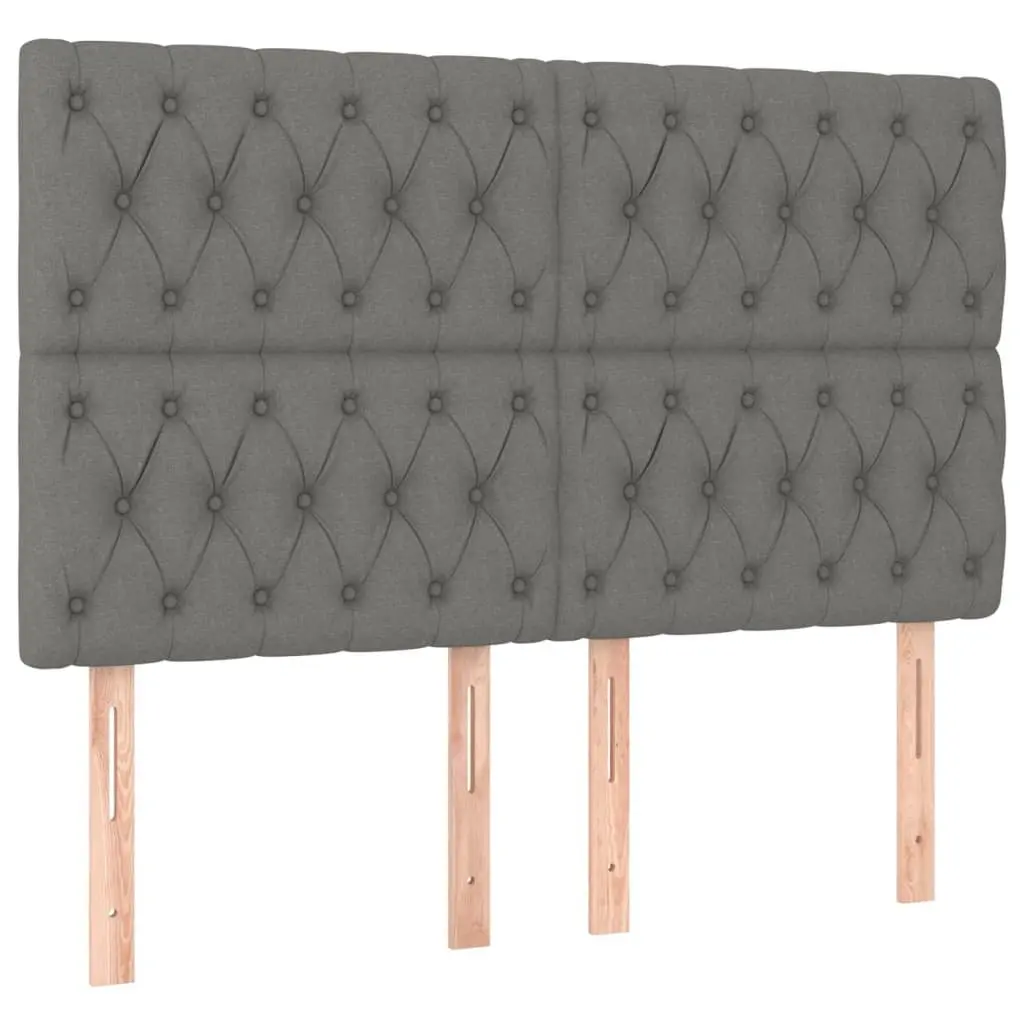 Box Spring Bed with Mattress Queen Size 152x203 cm Dark Grey Fabric Adjustable