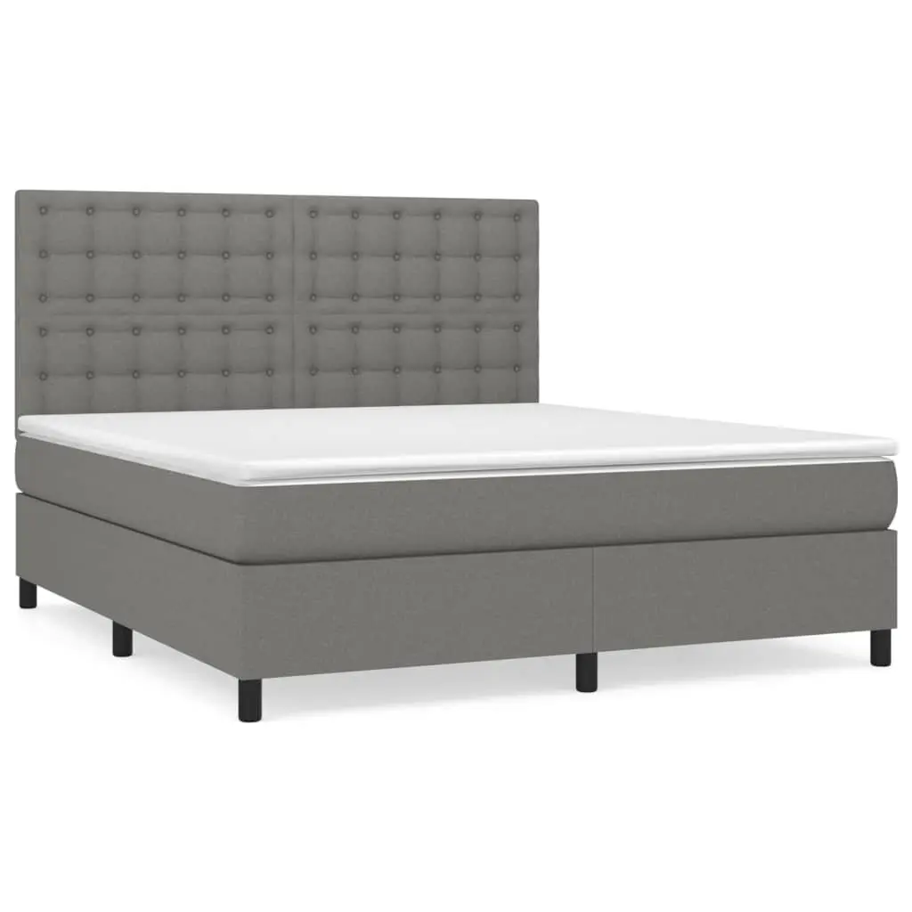 Queen Size Box Spring Bed with Pocket Spring Mattress Dark Grey 153x203 cm