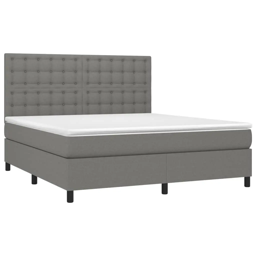Queen Size Box Spring Bed with Pocket Spring Mattress Dark Grey 153x203 cm