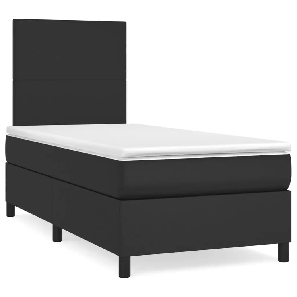 King Single Bed in Black Faux Leather