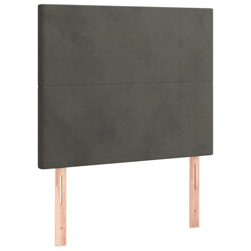 Box Spring Bed King Single 106x203cm Velvet Adjustable Headboard Pocket Mattress Dark Grey