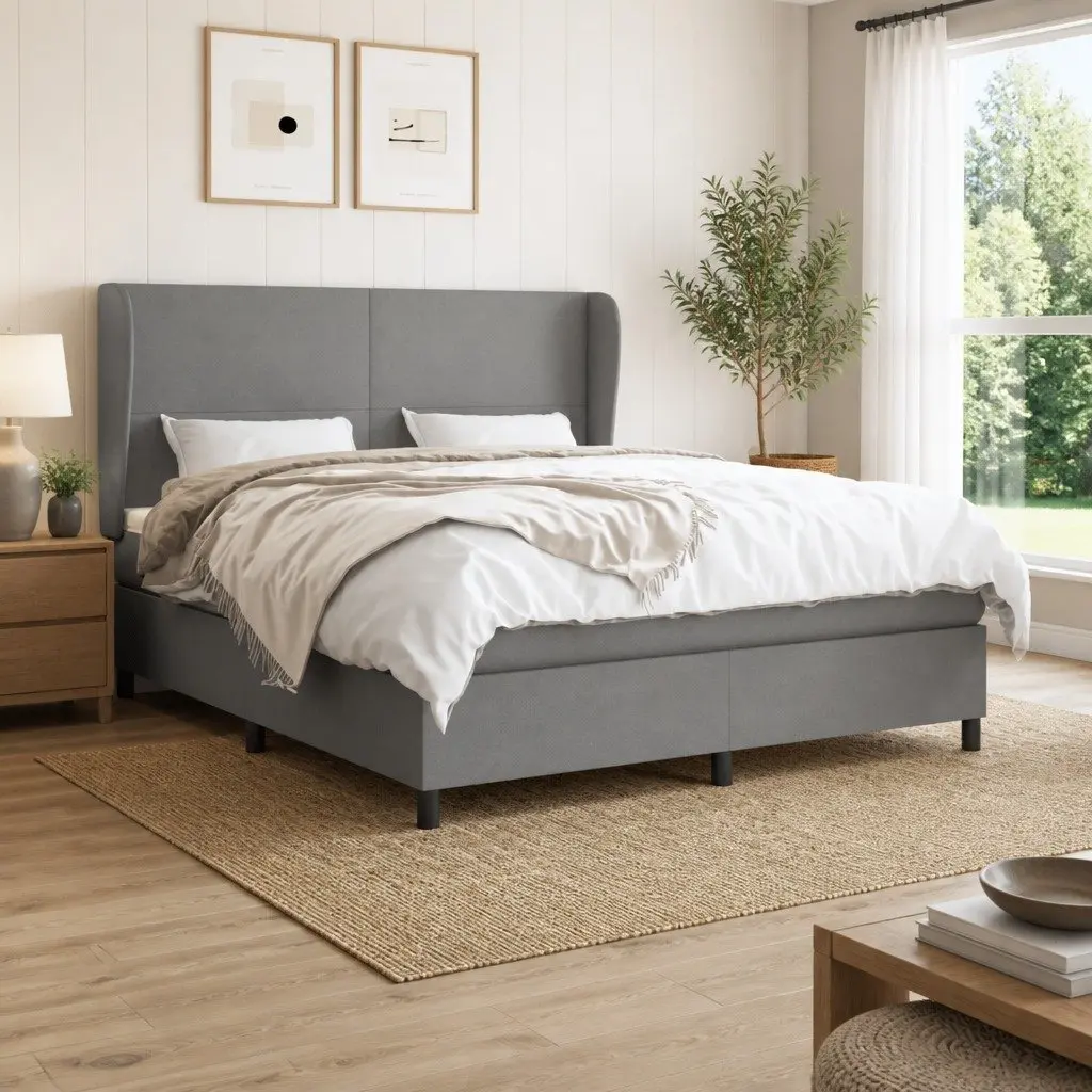 Queen Box Spring Bed with Durable Mattress