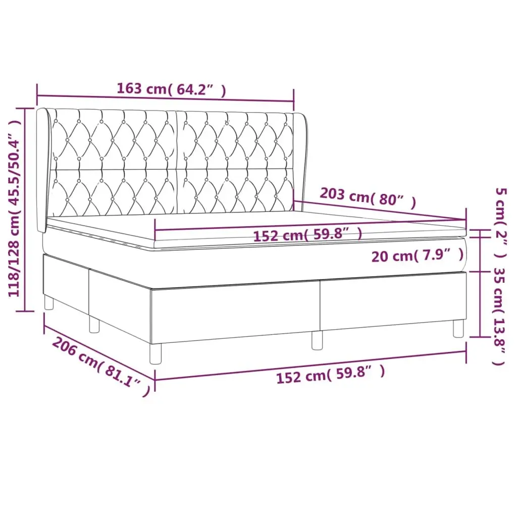 Box Spring Bed Queen Size with Pocket Spring Mattress Grey Fabric Headboard
