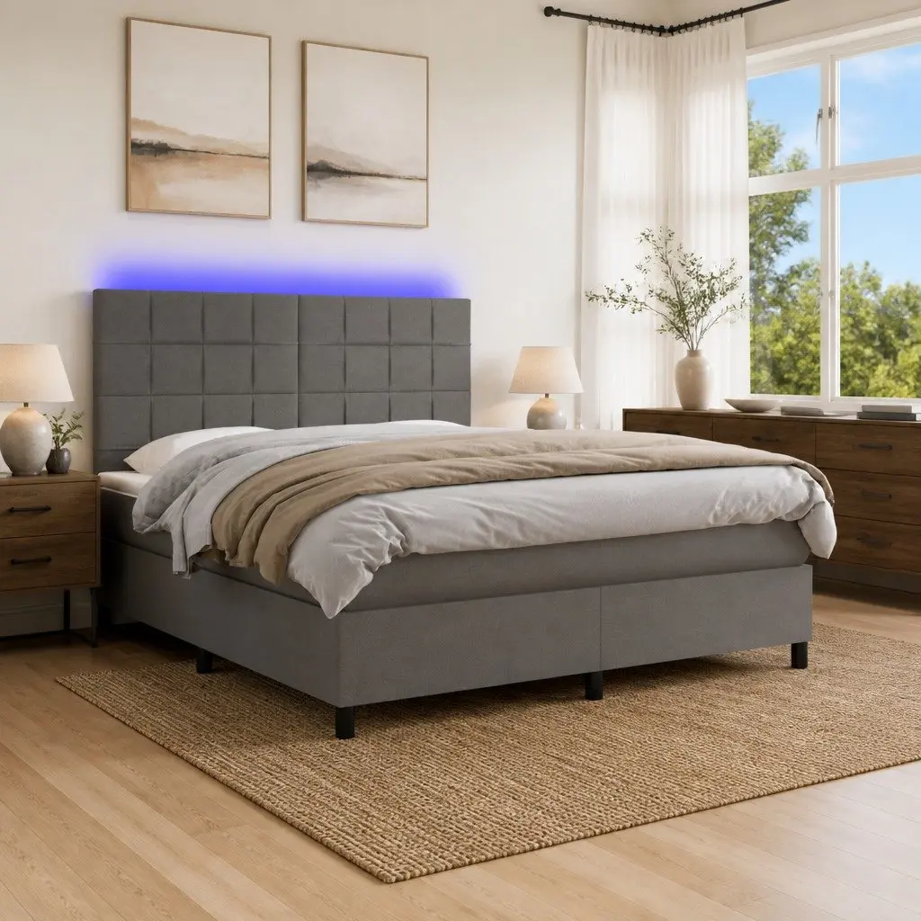 Queen Box Spring Bed with Pocket Spring Mattress