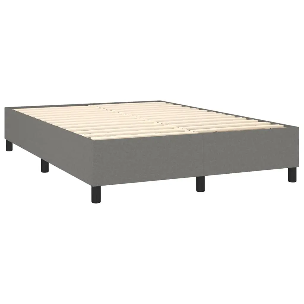 Box Spring Bed with Pocket Mattress Adjustable Headboard Grey Queen Size 153x203cm