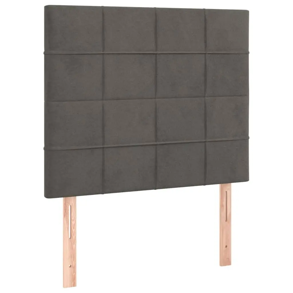 King Single Box Spring Bed with LED Lights Velvet Headboard Pocket Mattress