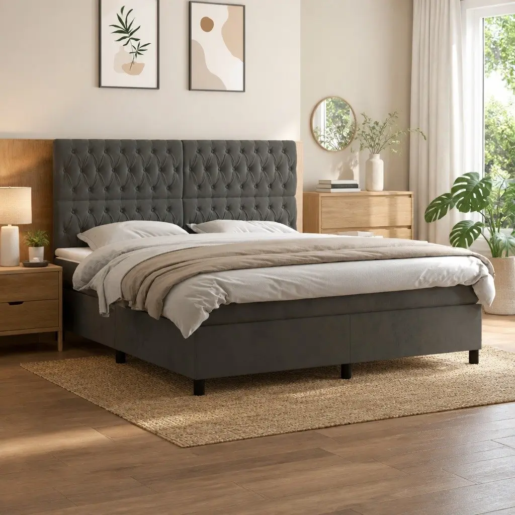 Queen Size Bed with LED Lights and Pocket Springs