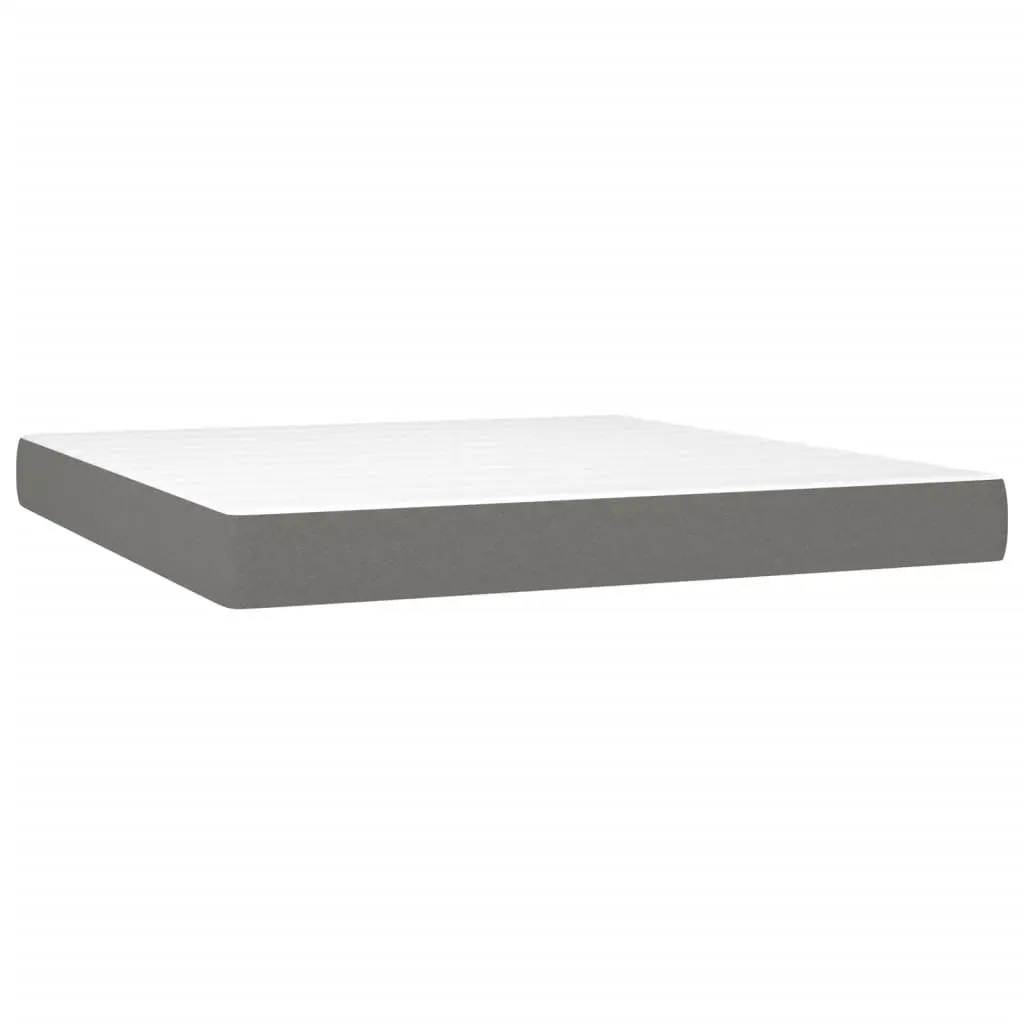 Queen Size Box Spring Bed with Pocket Mattress Grey Fabric Headboard Bench