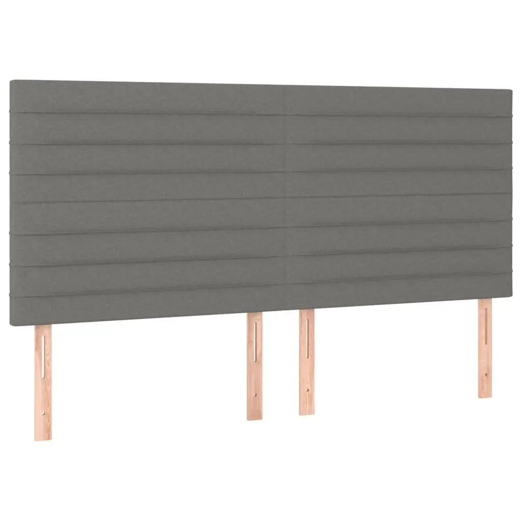 Queen Box Spring Bed with Mattress Adjustable Headboard Dark Grey Fabric 152x203 cm