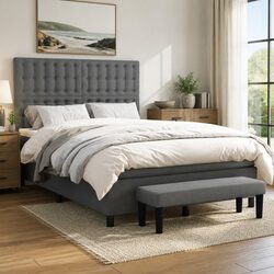 Comfortable Dark Grey Box Spring Bed with Great Value