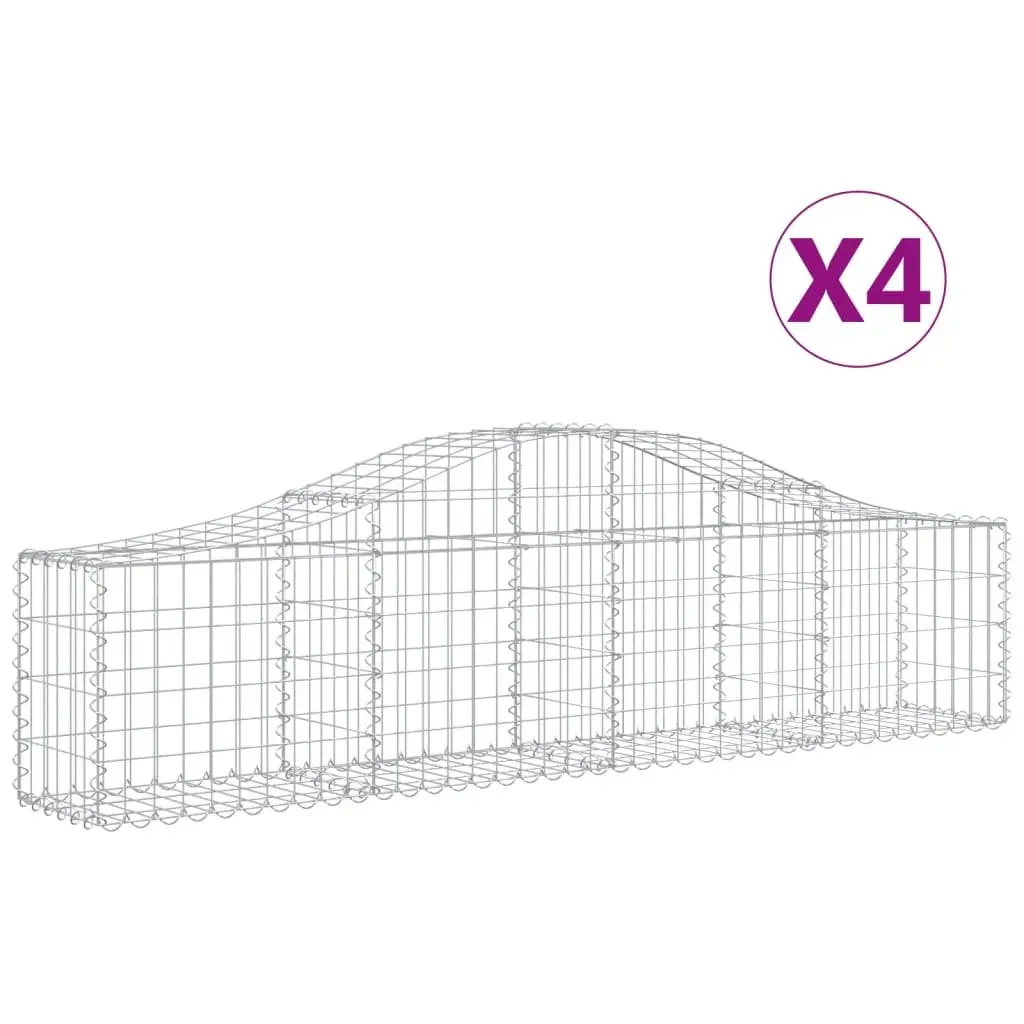 Arched Gabion Baskets Garden Barrier 200 x 30 x 40/60 cm Silver 4 Piece
