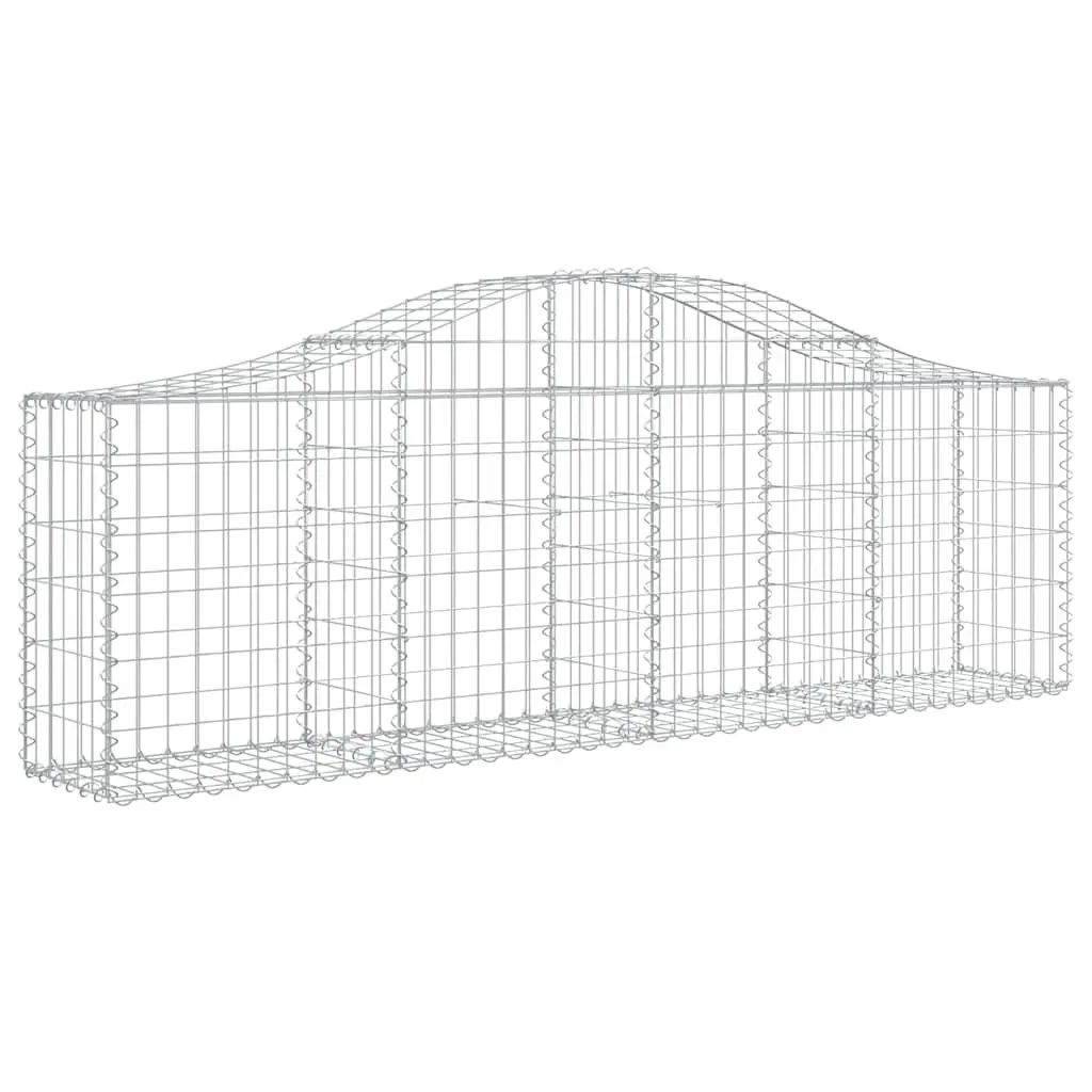 Arched Gabion Baskets Garden Barriers 200 x 30 x 60/80 cm Silver 2 pcs
