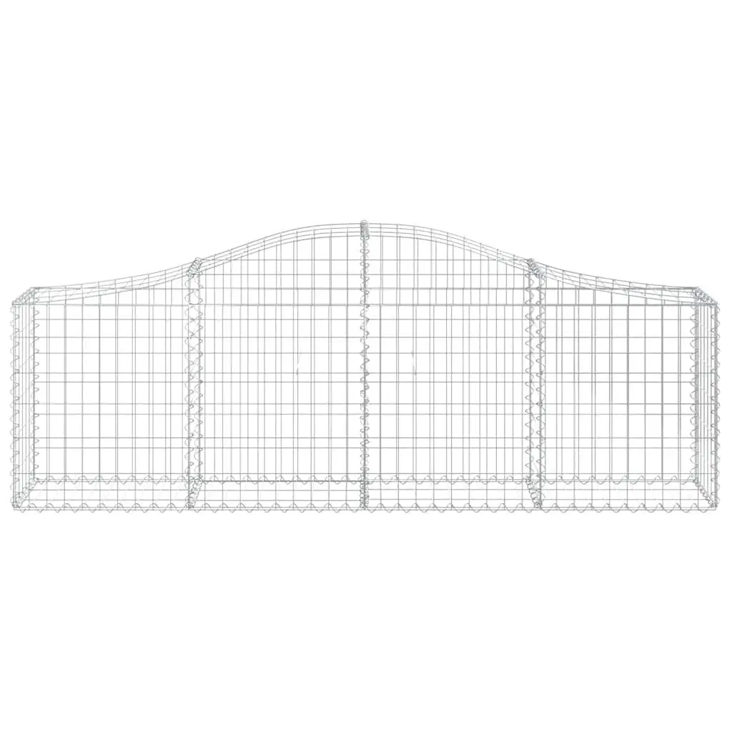 Arched Gabion Baskets Garden Barriers 200 x 30 x 60/80 cm Silver 2 pcs
